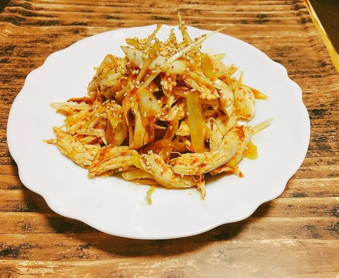 鶏ささみとネギの麻辣和え